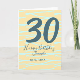 30th birthday add name date year yellow blue paste karte