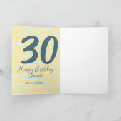 30th birthday add name date year yellow blue paste karte (Innenseite)
