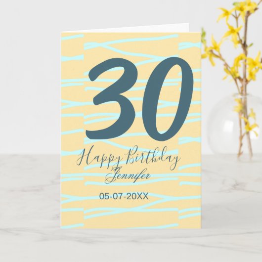 30th birthday add name date year yellow blue paste karte (Gelbe Blume)