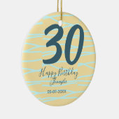 30th birthday add name date year yellow blue paste keramik ornament (Rechts)