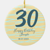 30th birthday add name date year yellow blue paste keramik ornament (Hinten)