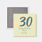 30th birthday add name date year yellow blue paste magnet (Vorderseite/Rückseite)