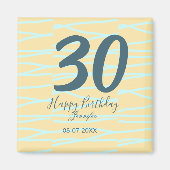 30th birthday add name date year yellow blue paste magnet (Vorne)