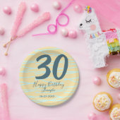 30th birthday add name date year yellow blue paste pappteller (Party)