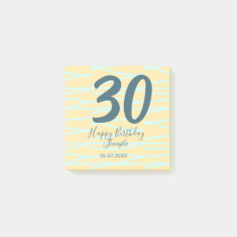 30th birthday add name date year yellow blue paste post-it klebezettel