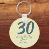 30th birthday add name date year yellow blue paste schlüsselanhänger (Rückseite)