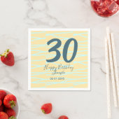 30th birthday add name date year yellow blue paste serviette (Beispiel)
