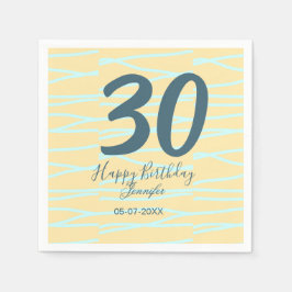 30th birthday add name date year yellow blue paste serviette