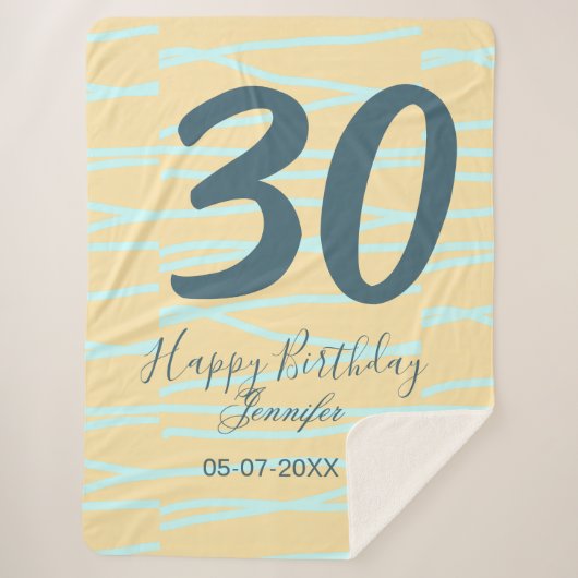 30th birthday add name date year yellow blue paste sherpadecke (Vorderseite)