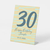 30th birthday add name date year yellow blue paste sockelschild (Vorderseite)