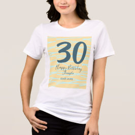 30th birthday add name date year yellow blue paste Tri-Blend shirt