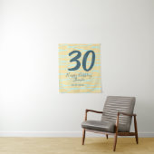 30th birthday add name date year yellow blue paste wandteppich (Beispiel)