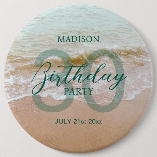 30th Birthday Beach Party Button (Vorderseite)