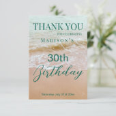 30th Birthday Beach Party  Dankeskarte (Stehend Vorderseite)