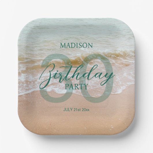 30th Birthday Beach Party Pappteller (Vorderseite)