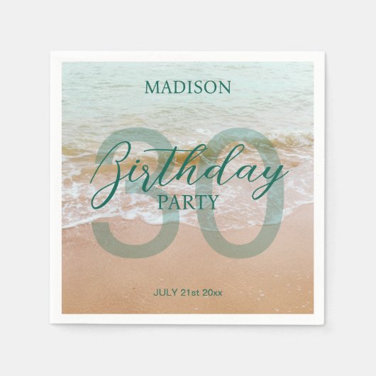 30th Birthday Beach Party Serviette (Vorderseite)