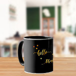 30th birthday black gold hello thirty typography tasse<br><div class="desc">Elegant,  modern for a 30th birthday gift.  Black backdrop and faux gold text written with a trendy hand-lettered style script: hello thirty. With golden dots as decor.</div>