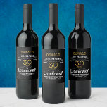 30th Birthday Black Gold  Legendary Funny Weinetikett<br><div class="desc">A personalized elegant 30th birthday wine bottle label that is easy to customize for that special birthday party occasion.</div>