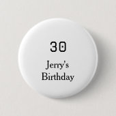 30th birthday bold letter name date simple minimal button (Vorderseite)