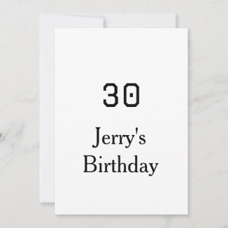 30th birthday bold letter name date simple minimal einladung