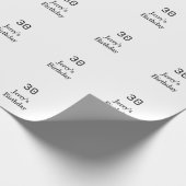 30th birthday bold letter name date simple minimal geschenkpapier (Ecke)