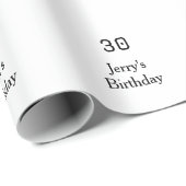 30th birthday bold letter name date simple minimal geschenkpapier (Rolleneckpunkt)