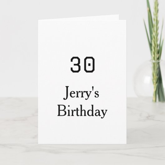 30th birthday bold letter name date simple minimal karte (Vorderseite)