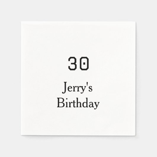 30th birthday bold letter name date simple minimal serviette (Vorderseite)