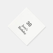 30th birthday bold letter name date simple minimal serviette (Ecke)
