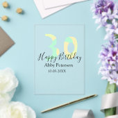 30th birthday bold letter pastel yellow black retr acryleinladungen (In Situ (Hochzeit))