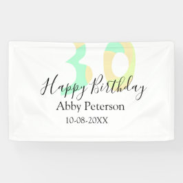 30th birthday bold letter pastel yellow black retr banner