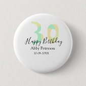 30th birthday bold letter pastel yellow black retr button (Vorderseite)