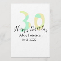 30th birthday bold letter pastel yellow black retr