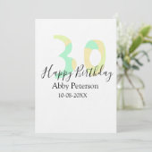 30th birthday bold letter pastel yellow black retr einladung (Stehend Vorderseite)