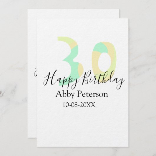 30th birthday bold letter pastel yellow black retr einladung (Vorne/Hinten)