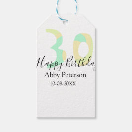 30th birthday bold letter pastel yellow black retr geschenkanhänger