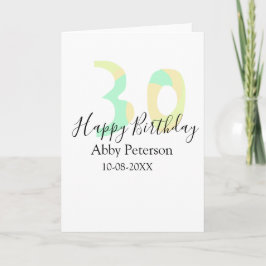 30th birthday bold letter pastel yellow black retr karte