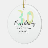 30th birthday bold letter pastel yellow black retr keramik ornament (Links)