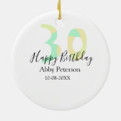 30th birthday bold letter pastel yellow black retr keramik ornament (Hinten)