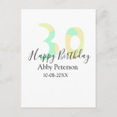 30th birthday bold letter pastel yellow black retr postkarte (Vorderseite)