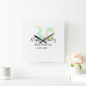 30th birthday bold letter pastel yellow black retr quadratische wanduhr (Zuhause)