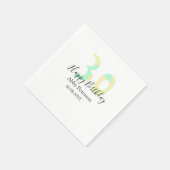 30th birthday bold letter pastel yellow black retr serviette (Ecke)