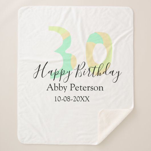 30th birthday bold letter pastel yellow black retr sherpadecke (Vorderseite)