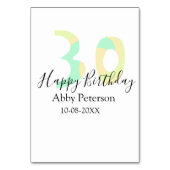 30th birthday bold letter pastel yellow black retr tischnummer (Vorderseite)