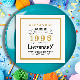 30th Birthday Born 1996 White Gold Legend Serviette