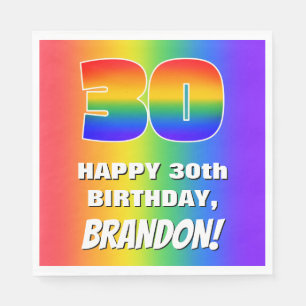 30th Birthday: Colorful, Fun Rainbow Pattern # 30 Serviette