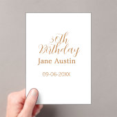 30th birthday copper brown simple stylish name dat acryleinladungen (Insitu (Handheld))