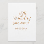 30th birthday copper brown simple stylish name dat einladung (Vorderseite)