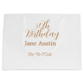 30th birthday copper brown simple stylish name dat große geschenktüte (Vorderseite)