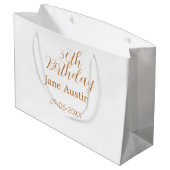 30th birthday copper brown simple stylish name dat große geschenktüte (Rückseite Schrägansicht)